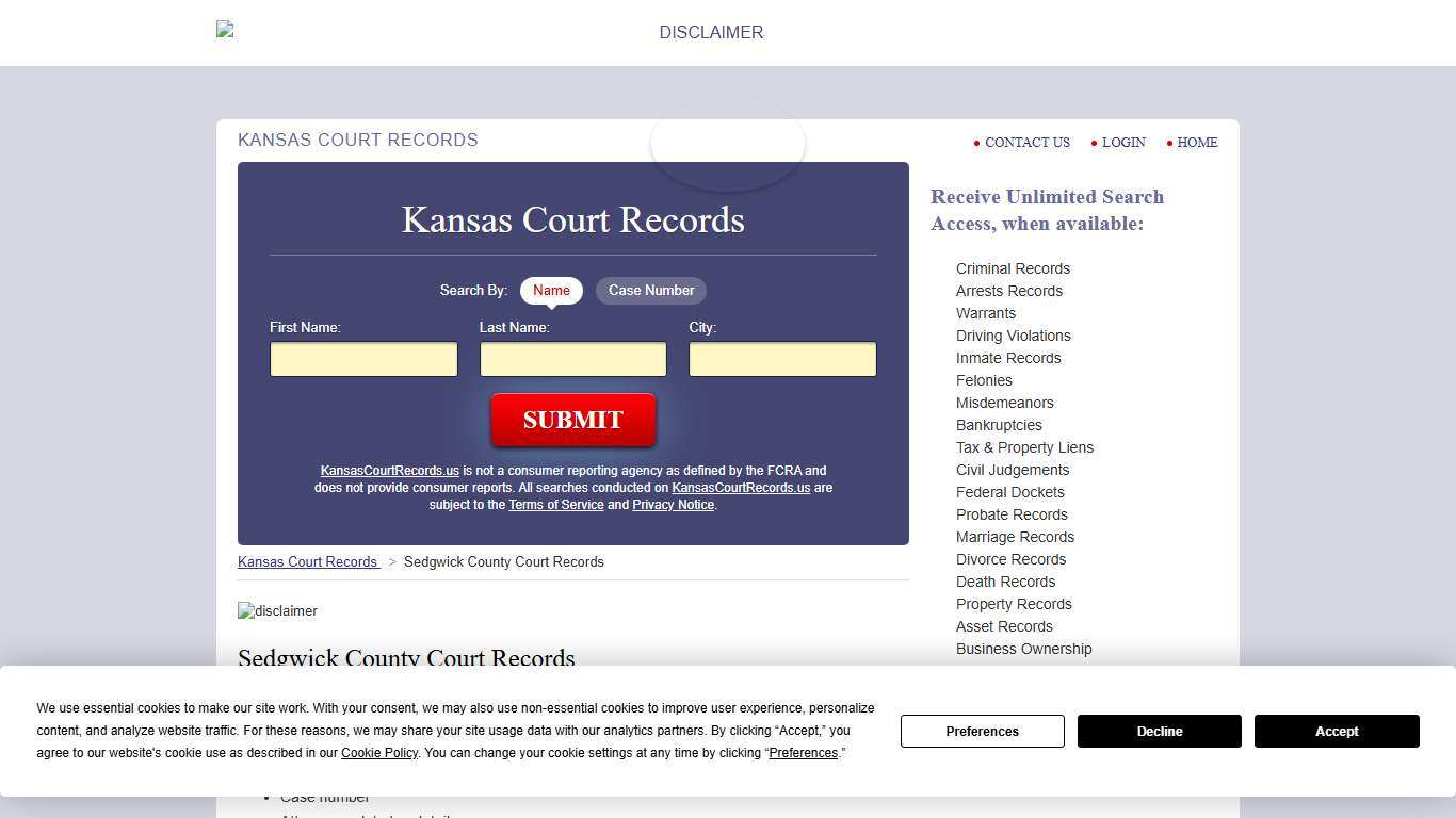 Sedgwick County Court Records KansasCourtRecords.us
